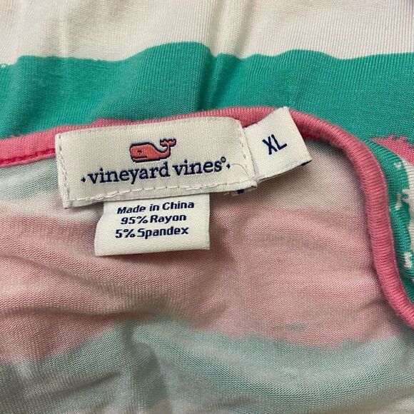 Vineyard Vines Multicolored Painted Striped Maxi Dress Pink Green White XL - Picture 3 of 5